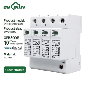 CYD1-GD-PV1200V T1+T2 3P Industrial 1200V 80KA DC SPD Surge Protector UL1449 Solar PV System Combiner Box