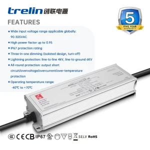 CYX-240 240W High PF>0.95 IP67 Waterproof LED Power Source 6KV Lightning Protection CE RoHS