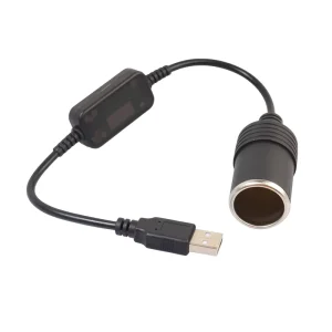 Car DVR Power Cable USB to Cigarette Lighter Female Socket 5V to 12V Boost Adapter Low Smoke Halogen Free