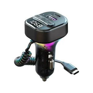 Car USB Charger with Type-C & USB Ports for BT5.3 Car Play Adapter PD30W Fast Charging Cable for Laptop & Camera
