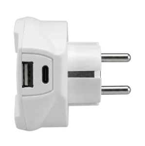 Compact EU to UK Adapter USB Type A/C 5V 2.4A 10A 250V AC/DC Charger for Laptop Mobile Phone Camera and LED