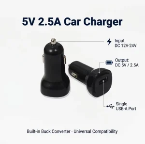 Compact Universal USB Car Adapter Charger 5V 2.5A Single Port for Truck Bus 12V 24V Mobile Phone