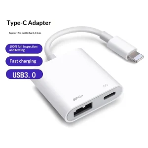 Compatible with IPhones 2 in 1 OTG Adapter & USB 3.0 Cable Supports PD Charging for Mobile Phones