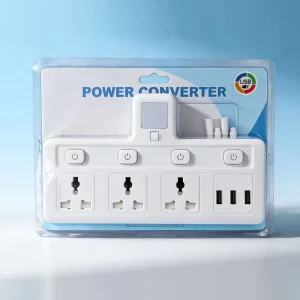 Cordless Extension Adaptor with Individual Switch Multi Plug Socket Nightlight Universal Power Adapter with Safety Shutter