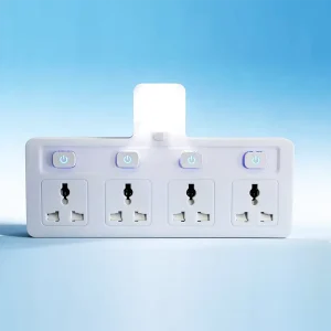Cordless Extension Board with Individual Switch Multi Plug Socket with 4 Sockets Flex Board with Safety Shutter Protection