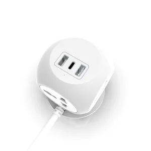 Cubic Socket with 4 Universal Outlets 2 USB A+1 Type C Charging Ports 2 M Extension Power Cable Portable Travel Adapter
