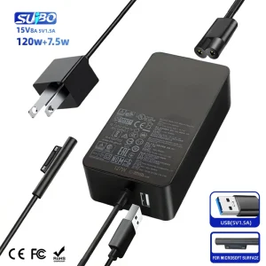 Custom 127W 120W 15V 8A PD OVP OTP DC Surface Connect Magnetic AC Power Universal Adapter for Microsoft Surface