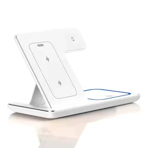 Custom Logo Magnetic Portable Foldable 3-in-1 Multifunction Fast Wireless Charging Stand 15W for Phone & Smart Watch