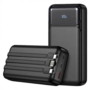 Custom Logo Powerbank USBC Battery Pack External Battery 20000mAh Power Banks PD Super Fast Charging Power Bank 20000 with Cable