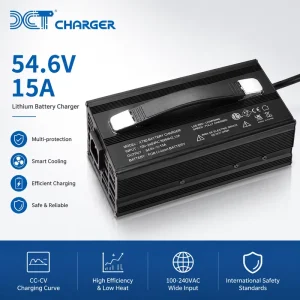 Customized Output Connector 54.6v 10a DC 147W Li Ion Battery Fast Charger for 13S 48V Electric Bike Bicycle US Standard Socket