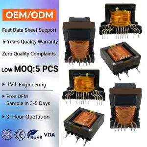 Customized Single 1KW 1000W High Frequency Ferrite Core CE for 50-200kHz Power Transformer Pure Sine Wave Inverter Copper