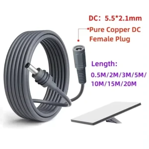 DC Male to Female Extension Adapter Cable 0.5 23M 20AWG Power Cable Cord PVC Waterproof Power Supply Cord for Starlink Mini