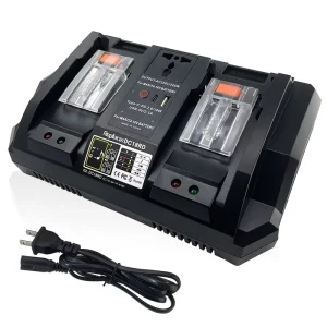 DC18RD Rapid Dual Ports Charger with 110V 220V 220W Inverter for Mak Tas Batteries Compatible with Mak Tas 14.4V-18V Battery