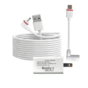 DC3.5 Camera DC 3.5mm Connector to Type-C Power Extension Cable with Solar Panel Adapter Pack of 2