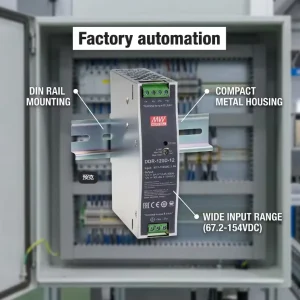 DCDC Electro-mechanical Mean Well DDR-120A-12 100W 12V 8.3A Single Output Industrial DIN Rail Power Supply