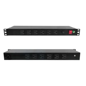 DF UK Power Distribution 6 Sockets PDU Rack Power Distribution Unit 125V 15A Aluminum Alloy Model DFAW 5209N C19
