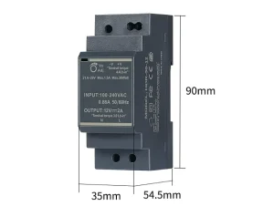 DIN Rail Switching Power Supply Adjustable Voltage 30W 12V DC Single Output 80% Efficiency 100-240V Input 1500mA Output