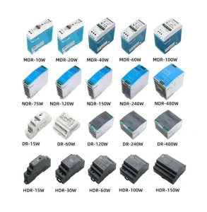 DIN Rail Switching Power Supply DR NDR HDR MDR EDR WDR 5V 12V 24V 48V 10W-480W for Automation Equipment