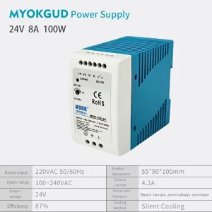 DIN Rail Switching Power Supply for Industrial Automation Input 100-240V 50/60Hz Output 100W 24V 4A