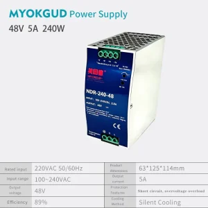 DIN Rail Switching Power Supply for Industrial Automation Input 100-240V 50/60Hz Output 240W 48V 5A
