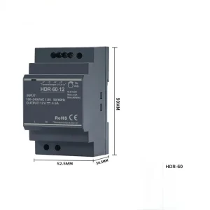 DLT HDR 60 12 24 DIN Rail Switching Power Supply 60W AC110V 220V DC12V 24V LED Lighting AC DC Industrial Single 80 90% CE ROHS