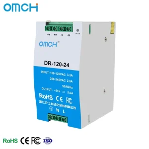 DR-120 Series AC DC 12V/24V/36V/48V 10A/5A 120W SMPS Industrial DIN Rail Power Supply 100-240V Input 95% Efficiency