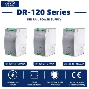 DR-120 Series DIN Rail Power Supply 120W 12V 24V 48V Industrial AC DC Converter
