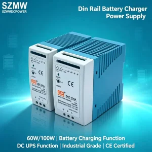 DRC-60A DIN Rail Power Supply With Battery Charger 13.8V 3A+1.5A 60W UPS Function for Security & Access Control Systems