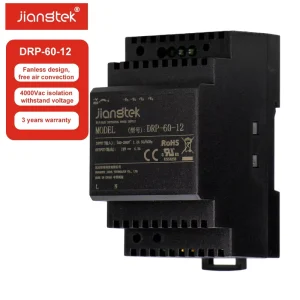 DRP-60-12 60W 12V 4.5A Step-Shape OVC III 4000Vac Isolation Fanless TS-35 DIN Rail Industrial Power Supply