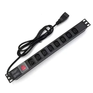 Data Center 8-Way C13 Horizontal PDU with Break Switch 1.8m Cable C20 Input Plug Aluminium & ABS 220-250V