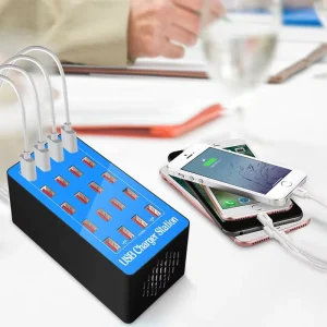 Desktop 100W 20-Port USB Charging Station for Phones, Laptops, Tablets, Earphones and Watches