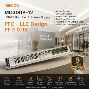 Dimmable 300W 12V 25A Single Output LED Driver Power Supply for Industry and Indoor Sign Lighting PFC AC DC
