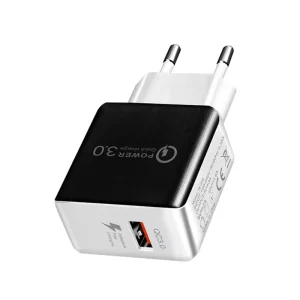 Direct Factory Price Europe Fast Charger 5V3A USB Wall Charger QC3.0 Phone Charger 18W 360 Rotation Universal Use