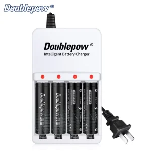 Doublepow K02 AC 100 240V 4 Slots Battery Charger Ni MH Ni CD 1.2V AAA AA Battery Charger with LED Indicator