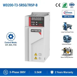 Drive 5.5kW 7.5kW VFD 380V Dual Rated G/P 7.5HP 10HP Motor Controller High Torque 3 Phase Frequency Vector Inverter