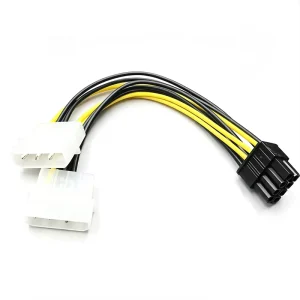 Dual 4 Pin Molex to 8 Pin PCIe GPU Power Adapter Cable for Graphics Card Power Supply