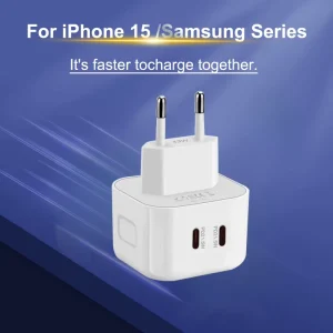 Dual PD 21.5W Type C Wall Charger EU UK BS Plug Dual Port Fast Charging Power Adapter CE ROHS