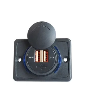 Dual QC 3.0 USB Charger Socket for Boat, Bus, Desk, and Furniture Panel Mount with Cover
