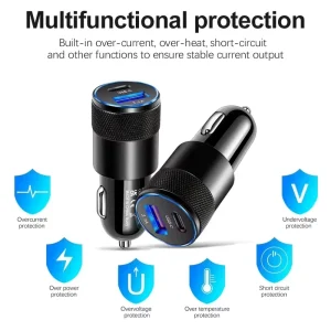 Dual Standard Fast Car Charger USB Type-C PD & QC3.0 Charger for Cell Phone