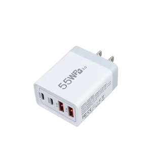 Dual USB C Charger 55W USB C Charger Block, 4 Port Type C Fast Charging Block QC+PD Power Adapter Wall Charger Plug for iPhone