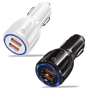 Dual USB Car Charger with QC 3.0 Fast Charging Adapter
