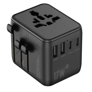 Dual USB International Travel Adapter with 2 AC Plugs and USB Ports