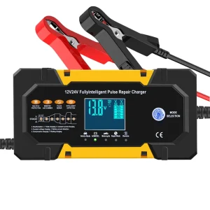 Dual Voltage 12V/24V Auto Battery Repair Charger, Intelligent Pulse Design Equipped with Alligator Clamps