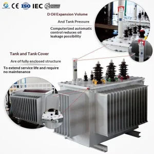 Dyn11 Vector Group Oil Immersed Transformer 11kV 0.4kV Copper Winding Three Phase