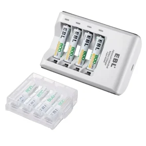 EBL Fast Battery Charger Nicd NiMH Battery Charger 4 Slots NiMH AA AAA Rechargeable Batteries Charger