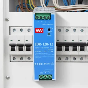 EDR-120-12 120W 12V 10A Industrial Control Power Supply, 86% Efficiency, DIN Rail, 90-264VAC