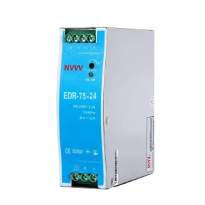 EDR 75W 24V 12V DC DIN Rail Switching Power Supply for Factory Automation