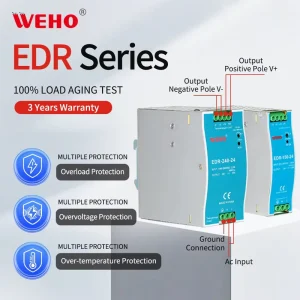 EDR Series 75W 120W 150W 240W 12V/24V/48V/60V AC to DC Ultra-thin DIN Rail Switching Power Supply SMPS for Industrial