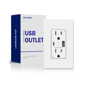 ELEGRP USB Charger Wall Outlet USB Receptacle with Type A & Type C USB Ports 15 Amp Duplex Tamper Resistant Plug UL Listed