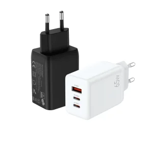 EN 50075 EN 62368 65W 3 Ports Power Supply Adapter with 2C1A QC3.0 SCP Functions GaN Type C Port Wall Charger for iPhone 17